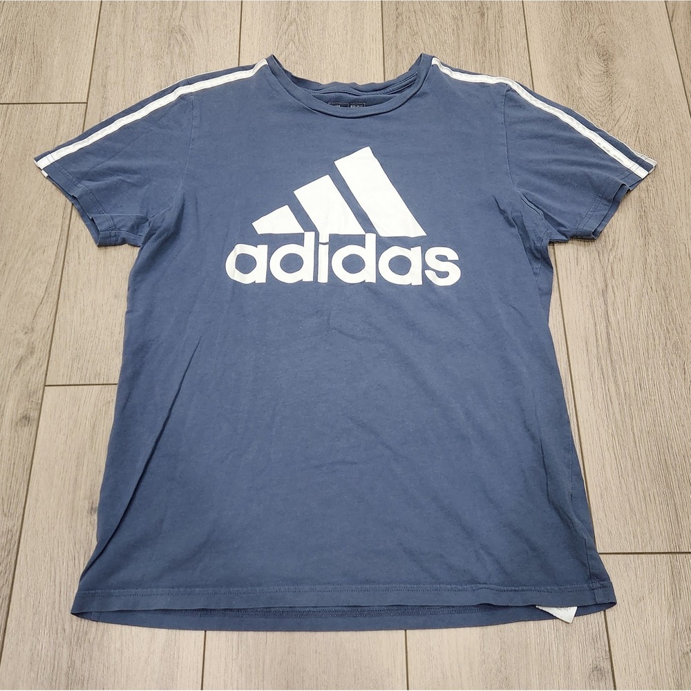 Adidas Youth Blue Short Sleeve Graphic Logo T-Shirt Boys XL 100% Cotton